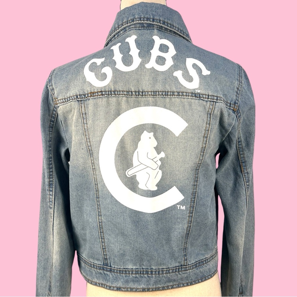 Tiny Turnip Chicago Cubs Walk-Off Distressed Denim Jean Jacket - Picture 2 of 9